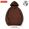 Blusões com Capuz Espessos Forrados com Fleece de Algodão Chinês 420g para Homens e Mulheres, Moletons de Cor Pura, Uniformes de Classe Soltos, Roupas de Trabalho Estampadas