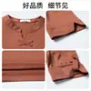Camiseta de Cuello en V con Mangas a Media Longitud, Nuevo Uniforme de Trabajo de Camarero Estilo Chino, Manga Corta para Restaurante, Catering, Restaurante de Hot Pot, Casa de Té, Hotel, Ropa de Verano