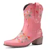Botas Amazon Botas Europeas y Americanas para Mujer 43 Botas de Moda Punta Fina Tacón Medio Zapatos de Mujer Bordados Comercio Exterior 40 Botas de Caña