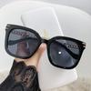 Óculos de sol com corrente de metal da moda, protetor solar, popular na Internet, mesmo estilo, feminino, armação grande, quadrado, estilo ocidental de alta qualidade, todos os tipos de óculos