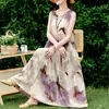 Vestido de algodão e seda sem mangas de alta qualidade, estilo jovem, para mulheres, vestido de verão para férias na praia, plus size, para mulheres de meia-idade, vestido Sanya, vestido de praia