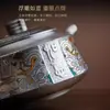 Tetera Chapada en Plata, Juego de Té Kung Fu de Lujo Ligero de Gama Alta, Tetera Portátil para Viajes Estilo Chino, Souvenir de Moda Estilo Chino