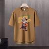 Camiseta de manga corta para hombre, marca de moda de verano, suelta, de cinco puntos, manga, 2024, nueva camiseta con estampado simple de Internet Ins.