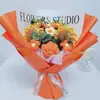 Hilo Girasol Tejido Flor Terminada Ramo de Flores Secundaria Preparatoria Flor Hecha a Mano Tejida Flor Rosa Día del Maestro Eterno