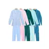 Traje de Hospital Cuello Camisero Manga Larga Ropa de Trabajo Cuidado Médico Experimental Traje Ajustado Cuello de Camisa Uniforme de Enfermera Traje Dividido