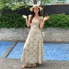 [Oferta Especial, Sem Devoluções ou Trocas] Vestido de Verão Cintura Alta com Estampa Floral Xiu Xixi 2026, Vestido de Férias Puro Desejo para Mulheres K81016