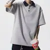 Camisa polo de verano para hombre de alta gama, con paneles, cuello de solapa, manga corta, estilo business casual, moderna, versátil, camiseta holgada y transpirable