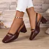 Sandalias de punta cerrada estilo francés con hebilla y talón descubierto, zapatos de tacón alto, nuevos zapatos Mary Jane versátiles de tacón grueso estilo vintage 2026