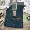 Azul claro Jeans Tubo de Humo para Mujer Verano 2024 Nueva Llegada Pantalones Pequeños Recortados Primavera Costuras Edición Estrecha Pantalones Rectos