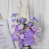 Flor Morada Boda Flor Artificial Estilo Jardín Monet Flor Artificial Arreglo de Piso Flor de Boda Escenario de Ventana Arreglo Floral
