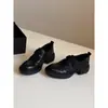 Versão em Pele de Ovelha~Mocassins de Velcro com Solado Grosso Estilo Britânico para Mulheres, Couro Genuíno, Confortáveis, Salto Grosso, Sapatos de Couro Silenciosos