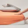 Estilo Hotelero~Sábana Bajera de Algodón Puro de 100 Hilos, Protector de Colchón Sencillo de Color Sólido, Cubierta de Cama a Prueba de Polvo de Cobertura Total