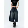 Shorts de Mezclilla Cortos de Pierna Ancha Estilo Vintage Lavado Retro Americano para Mujer, Tendencia de Verano Versátil Estilo Nuevo, Pantalones Rectos de Ocho Puntos