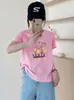 Top Casual Versátil de Algodón con Textura de Copo de Nieve para Mujer, Manga Corta, Manga Enrollable, Ropa para Mujer Shisanxing al por Mayor en Stock