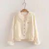 6870 Colegial estilo japonês colete doce com botão de coração + camisa gola boneca conjunto feminino de duas peças atacado
