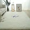 Alfombra de Pelo de Seda de Color Sólido Transfronteriza Alfombra Sencilla para Mesa de Café de Sala de Estar Alfombra Completa para Mesita de Noche de Dormitorio Alfombra de Pelo Largo PVpile Felpudo