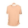 Tangge Silk Camiseta fina de cuello redondo y cintura ajustada de seda morera, sencilla y cómoda, básica, combinable con los hombros al aire, manga corta
