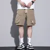 Pantalones cortos casuales de seda helada de ajuste holgado para hombre, estilo americano moderno, adecuados para uso al aire libre, ropa de trabajo deportiva, pantalones cortos de longitud media de secado rápido, estilo fino de verano