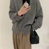 Suéter de cuello alto holgado y suave de color sólido con cuello alto estilo perezoso para otoño e invierno, top de punto interior para mujer