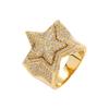 Anel Tridimensional Estrela de Cinco Pontas Hip Hop Europeu e Americano Microincrustado com Zircônia Marca de Moda Masculina Anel Acessórios Hip Hop Fabricantes Atacado