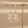 Pendientes Cuadrados de Cristal Incrustados con Diamantes y Pasador de Plata de Estilo Étnico Europeo y Americano, Moda Bohemio Retro, Pendientes de Lujo Ligero y Gama Alta