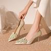 Sapatos de Casamento para Mulheres Nova Moda Primavera e Verão 2025 Versátil Design de Nicho Duas Formas Sapatos de Salto Alto Femininos de Alta Qualidade