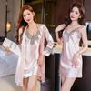 Camisola Feminina Verão 2024 Novo Sexy Ice Silk Sling Primavera e Outono Puro Desejo Estilo Charme Roupas para Casa Verão