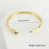 Nueva Pulsera Abierta Creativa Personalizada en Forma de Serpiente con Alto Color Europeo y Americano Transfronterizo Cobre Chapado en Oro Real Microincrustación de Zircón para Mujer