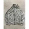 Sudadera con capucha de manga larga, multi-cremallera, color liso, estilo Y2K, holgada, chaqueta sudadera retro, sudadera de moda, estilo streetwear, high street