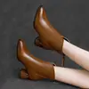 Botines de Piel Suave para Mujer 2026 Otoño Invierno Nueva Llegada Punta Fina Tacón Grueso Botas Martin Con Terciopelo Cálido Elegantes Tacones Altos Botas Color Nude