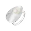 Anillo Abierto de Forma de Gota con Trazos de Alambre de Lujo Ligero, Anillo Personalizado de Perla de Agua Dulce de Gama Alta de Nicho, Anillo Ajustable para Dedo de Dieta