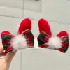 Pinza para el pelo de lazo a cuadros navideño con orejas de conejo y pompón para niños, adultos, niñas, pinza lateral, pasador, tocado