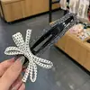 Pinza para el pelo perezosa con lazo de lunares y pedrería, Blanco y Negro, Estilo de Lujo Ligero, Versátil para el Viaje Diario, Herramienta para Peinar el Cabello, Accesorio para el Cabello t