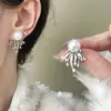 Pendientes de Plata con Diseño de Fuegos Artificiales Estilo Francés de Lujo Ligero, Pendientes de Perlas Naturales, Pendientes de Botón Elegantes y Exquisitos para Mujer con Agujas de Plata