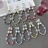 Cordón para teléfono móvil con lazo y cuentas de diamante para pulsera, cadena colgante para teléfono móvil para mujer, pequeño y fresco