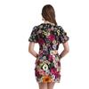 Aliexpress Comercio Exterior Transfronterizo Ropa de Mujer Bordado Pesado Aplique Tridimensional Vestido Elegante de Verano con Mangas Abullonadas