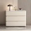 Mesita de noche de madera maciza de gran tamaño, color crema, de alta gama, lujo ligero, modelo nuevo, mesita de noche simple y moderna de tres cajones para dormitorio