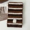 Cachecol Tricotado Colorido Listrado para Mulheres, Estilo Coreano Outono e Inverno, High-End, Estiloso, Versátil, Espessado, Aquecedor de Pescoço Quente para Estudantes