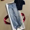 Jeans retro de pierna ancha con forro polar para mujer, otoño e invierno, talla grande, corte holgado, adelgazantes, petite, pantalones casuales rectos estrechos