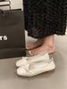 2025 Novo Verão Estilo Coreano Sapatos de Salto Baixo Bico Quadrado Boca Rasa Sapatos de Feijão com Laço Sapatos Planos da Moda para Mulheres Atacado