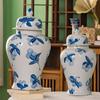 Yutong "Porcelana Azul y Blanca Pintada a Mano Pura" Cerámica Retro China Hecha a Mano por Artista Viejo Jarrón Decoración de Entrada