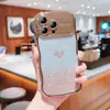 Janela grande ondulada galvanizada adequada para capa de celular Apple 15promax iphone14 tendência 11 amor glitter