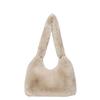Bolso de mano tipo media luna de gran capacidad para uso diario, con un solo hombro, portátil, de moda, con textura de felpa, combinable e informal, ideal para llevar debajo del brazo.