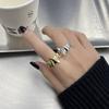 Anillo de electrocardiograma de plata esterlina S925 con polígono irregular y personalidad japonesa y coreana, anillo de dedo índice abierto con viento rojo de Internet de Hip Hop