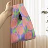 Bolsa de Pulso Tecida com Tulipa Floral, Bolsa de Tricô, Bolsa de Presente, Tote de Grande Capacidade, Portátil, Design Color-Blocking, Leve