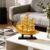 Adorno de Velero de Resina Transparente con Degradado Dorado, Decoración de Escritorio Minimalista Moderna Hecha a Mano