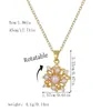Collar con Colgante de Perla Giratorio 360° Chapado en Cobre Oro Real Nuevo Producto Transfronterizo Europeo y Americano Cadena de Acero Inoxidable Versátil para Mujer con Circonita