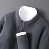 Suéter térmico para hombre de lana pura, engrosado y cálido, suéter de punto con cuello semialto, suéter exterior de punto con media cremallera y cuello medio para negocios, nuevo