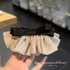 Grampo Banana Plissado de Bolinhas e Xadrez Estilo College Coreano com Toque de Luxo, Presilha Vertical Torcida para Rabo de Cavalo, Penteadeira para a Parte de Trás da Cabeça, Acessório de Cabelo