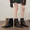 Botas Western cuadradas retro con hebilla, tacón grueso, caña corta, nuevo estilo otoño/invierno, con plantilla interior para aumentar altura, versátiles con pantalones